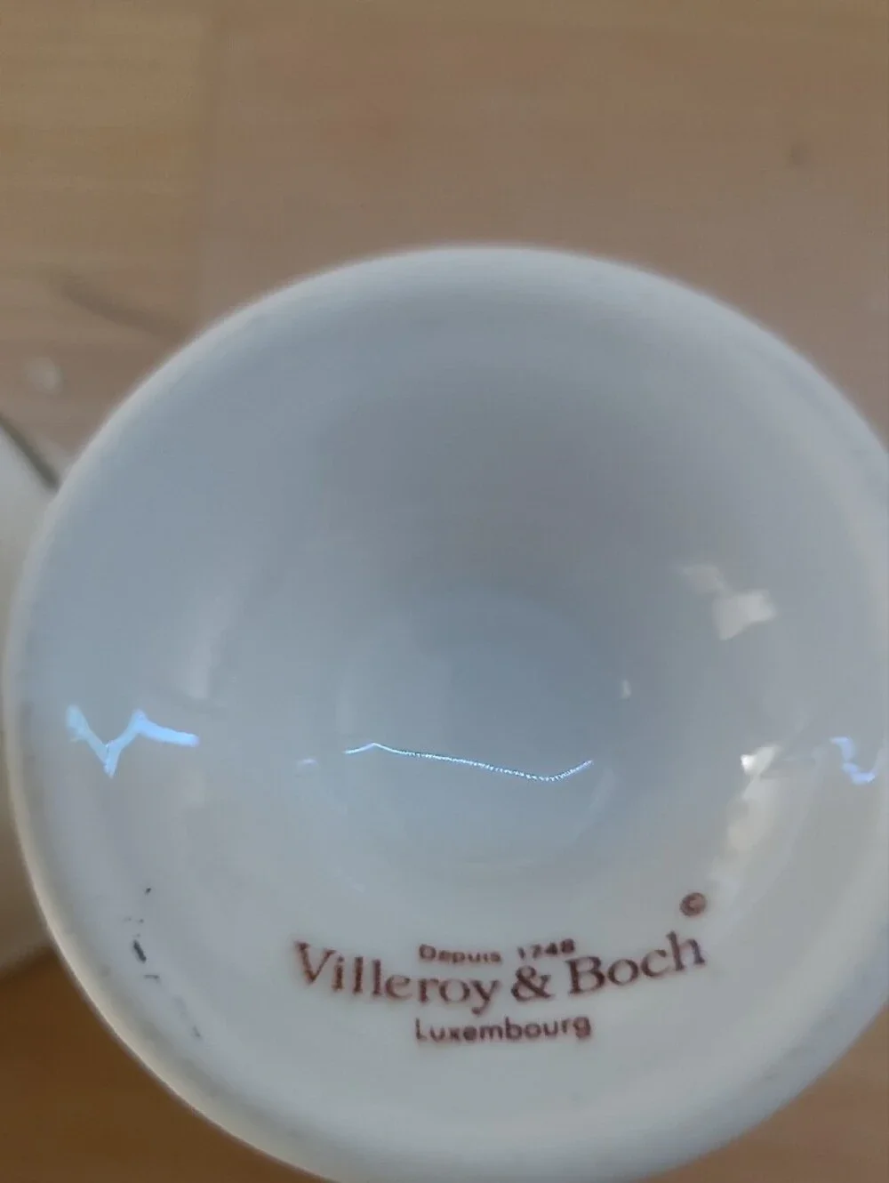 Villeroy & Boch White Porcelain Egg Cups with Red Floral Pattern